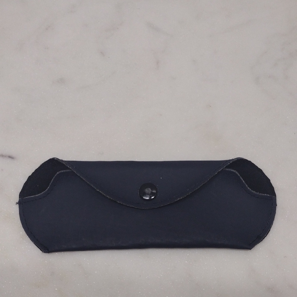 Blue Faux Leather Button Soft Leather Case Eyewear Only# Z-33